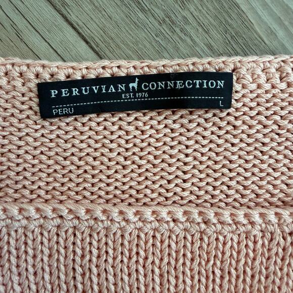 Peruvian Connection Women Sweater Size Large Pink 100% Pima Cotton Knit Pullover - Picture 3 of 7